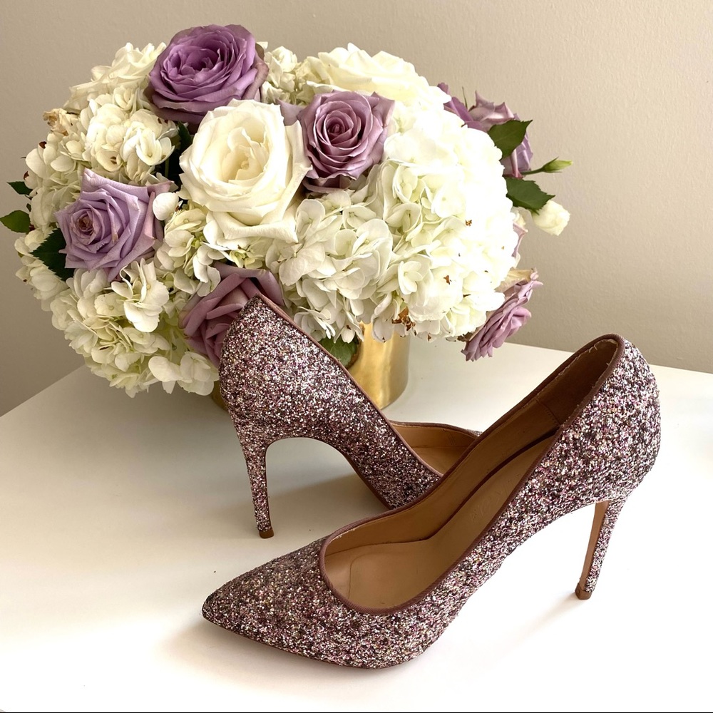 BERSHKA PINK GLITTER STILETTOS HEELS SHOES